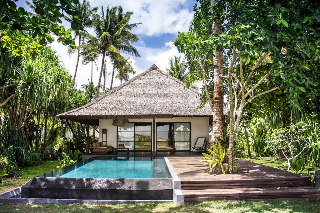 Oceanfront villa and pool at Kalinaw