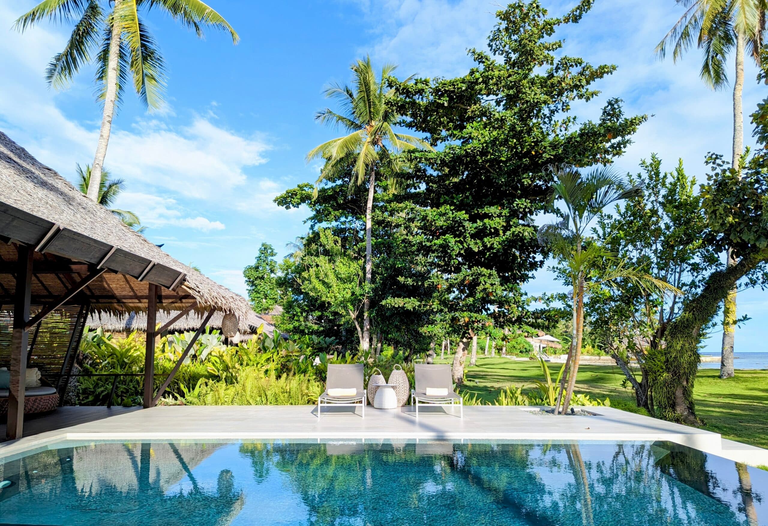 Oceanfront villa and pool at Kalinaw